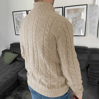 Solid Color Twisted Sweater Long Sleeve Stand Collar Sweater