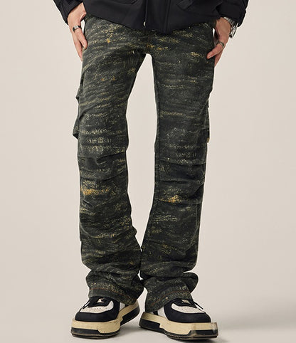 American High Street Vibe Pleated Camouflage Jeans