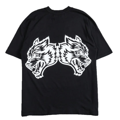 T-shirt Double Wolf Head Printed Men's Women's Cotton Short Sleeve