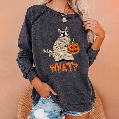 Women's Casual Printing European And American Round-neck Pullover