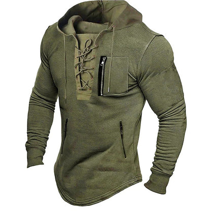 Spring And Autumn Pure Color Tied Zipper Pocket Sports Street Bronzing Hoodie