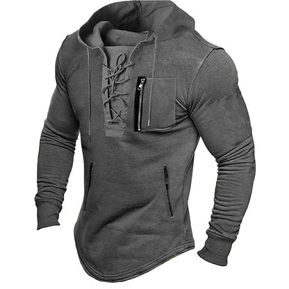 Spring And Autumn Pure Color Tied Zipper Pocket Sports Street Bronzing Hoodie