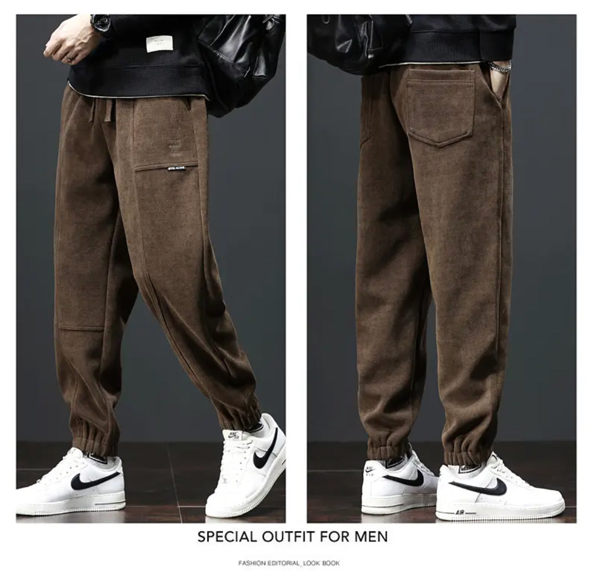 Velvet Padded Casual Pants Winter Ankle-tied Commuter Trousers