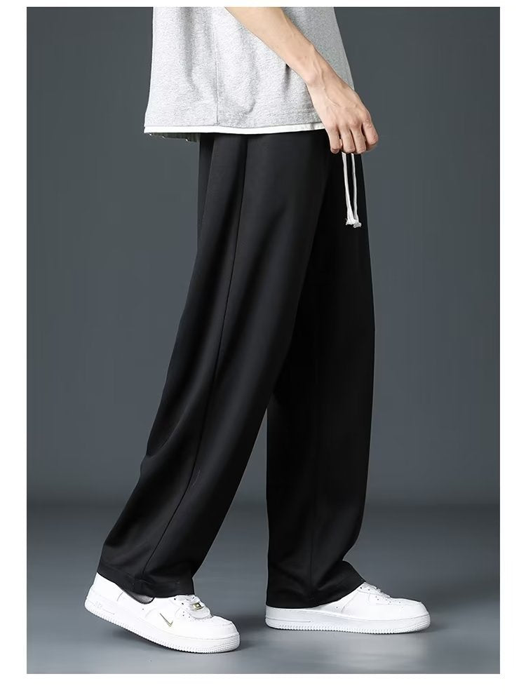 Ice Silk Pants Men's Thin Straight Loose Trousers