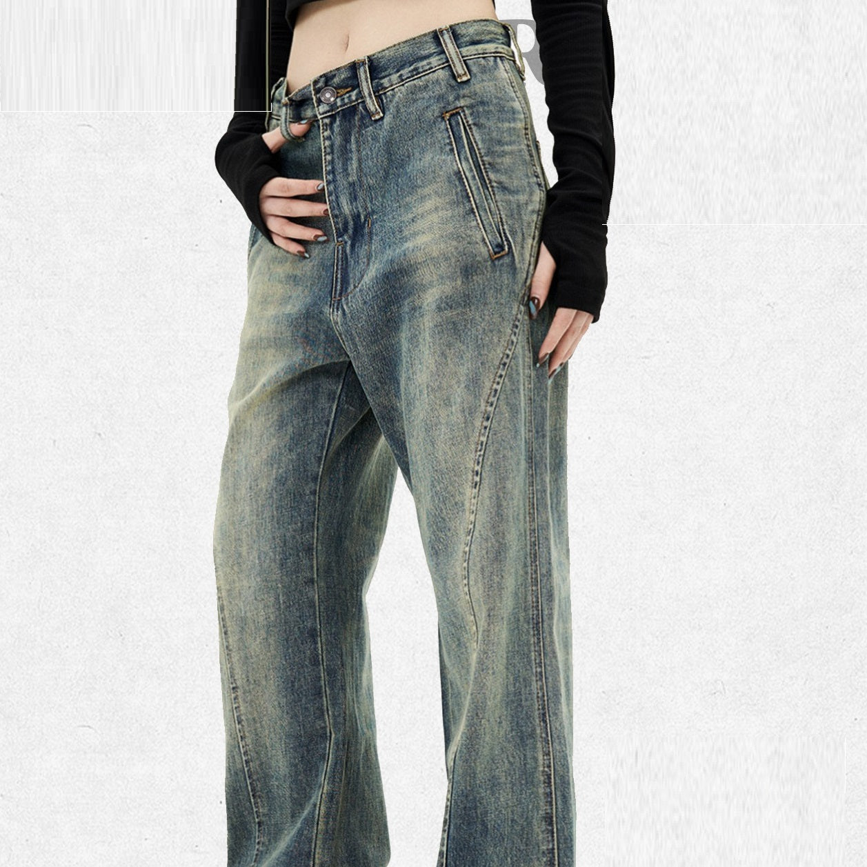 American Retro Jeans Men And Women Casual Straight-leg High Street