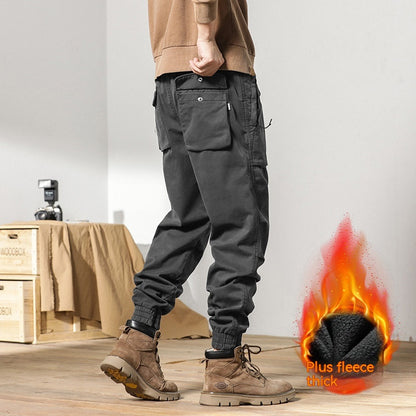 Fleece-lined Thick Overalls Men's Outdoor Loose