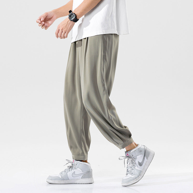 Spring And Summer Men's Ice Silk Casual Loose Trousers