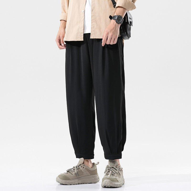 Spring And Summer Men's Ice Silk Casual Loose Trousers