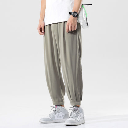 Spring And Summer Men's Ice Silk Casual Loose Trousers