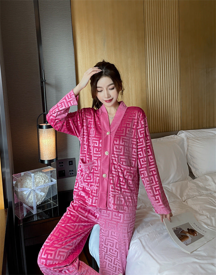 New Gold Velvet Pajamas Women's Suit