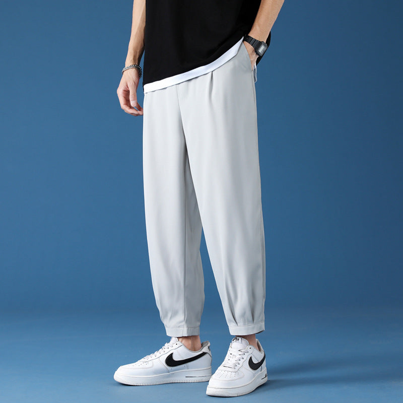 Draping Ice Silk Casual Pants Suit Pants Loose Thin Cropped Pants