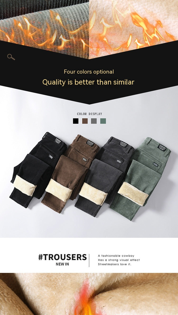 Velvet Padded Thickened Outer Wear Corduroy Men's Pants