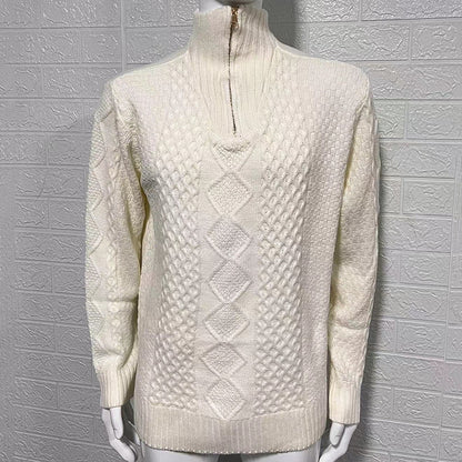 Knitted Sweater Zipper Turtleneck Long Sleeve