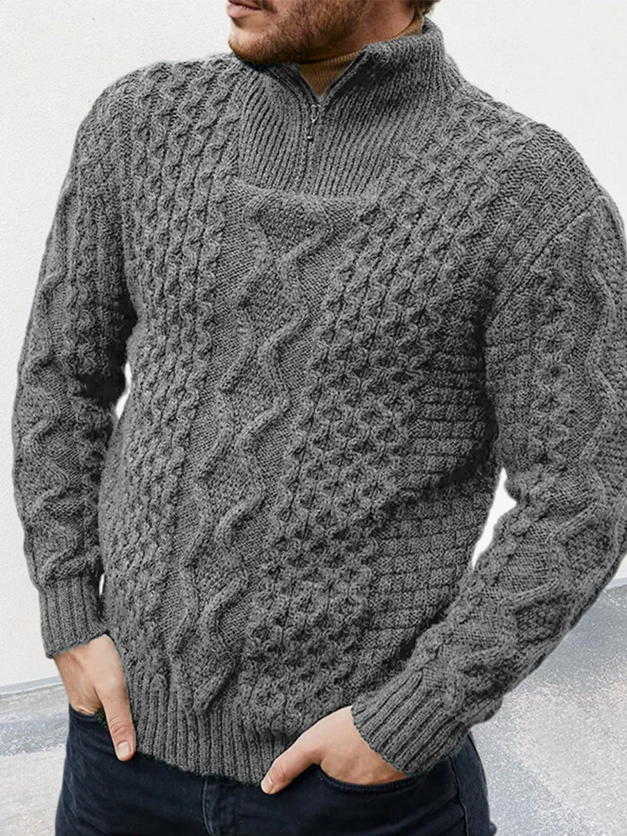 Knitted Sweater Zipper Turtleneck Long Sleeve