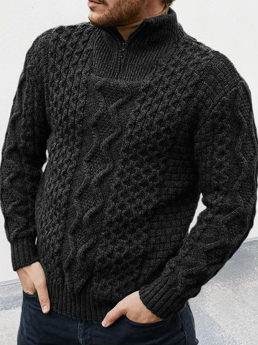 Knitted Sweater Zipper Turtleneck Long Sleeve