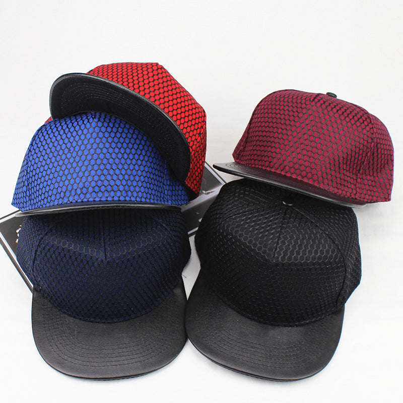 Mesh Stitching Trendy Flat Brim Hip Hop Hat Sun Hat