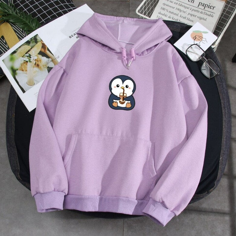 Autumn And Winter Printing Penguin Soft Hoodie