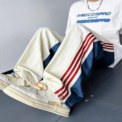 Pants Casual Pants Trousers Ice Silk Quick-drying Three-stripe Track Pants American Style