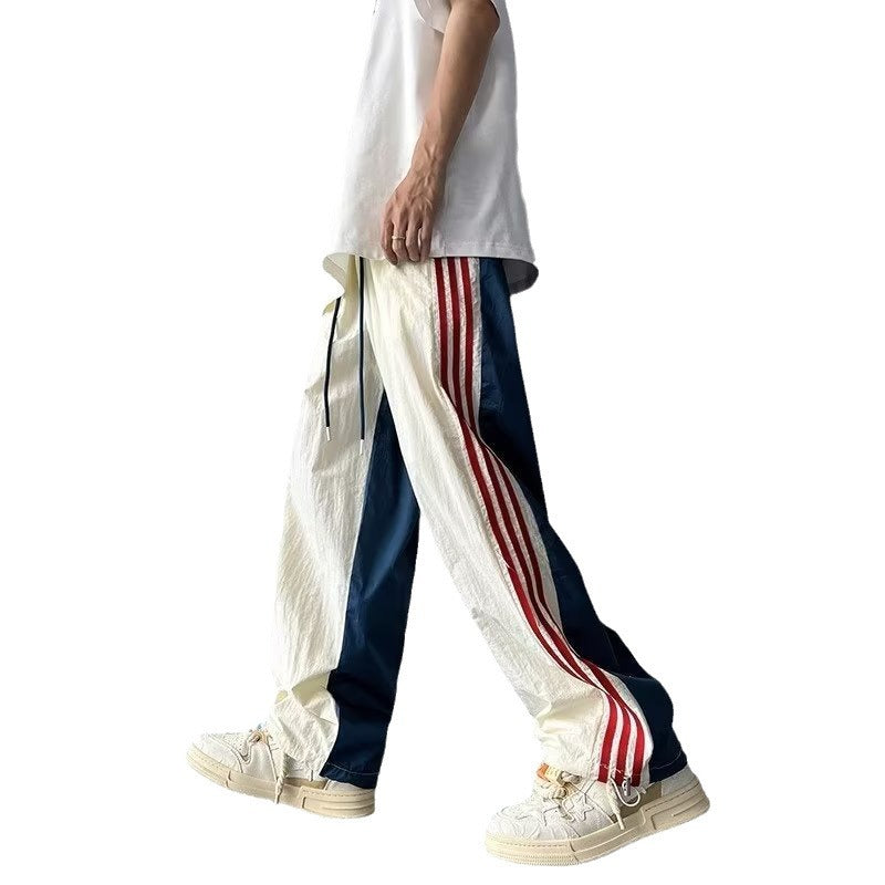 Pants Casual Pants Trousers Ice Silk Quick-drying Three-stripe Track Pants American Style