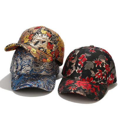 Gold Line Sun Protection Baseball Cap New Floral Duck Tongue