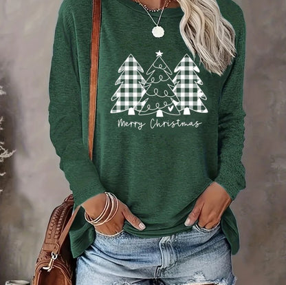 Christmas Tree Printed Long Sleeve Women's Clothing