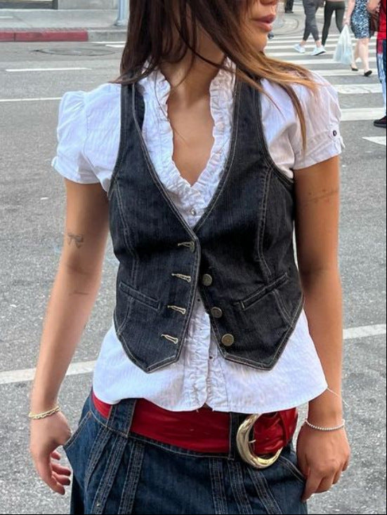 European And American Fashion Slim Fit Denim Vest