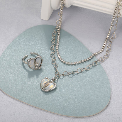 Love Heart-shaped Ring Jewelry Suit Women