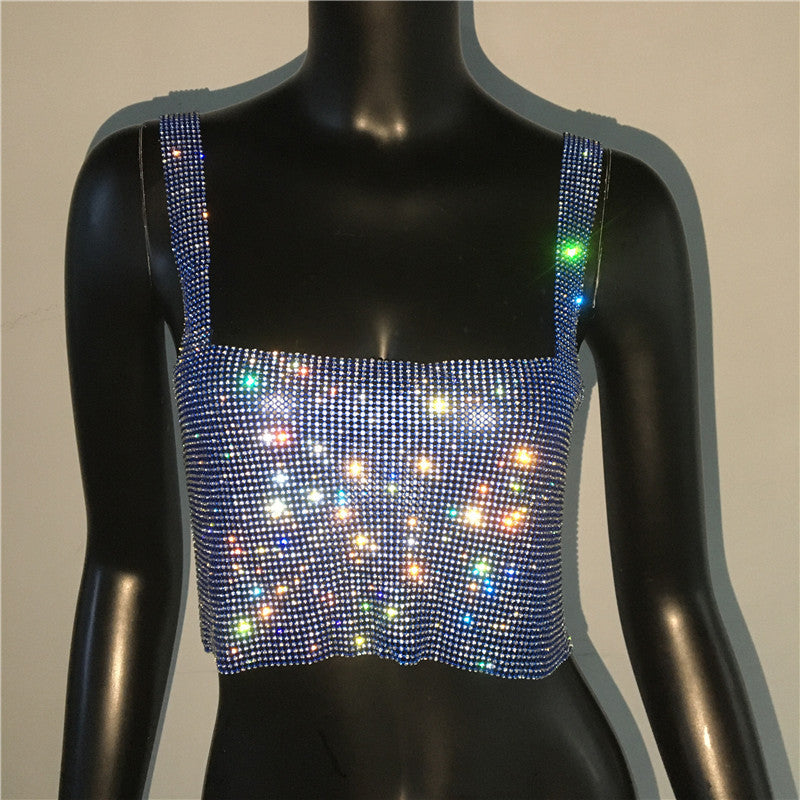 Women's Rhinestone Hot Girl Camisole Carnival Super Shiny Metal Rhinestone Top