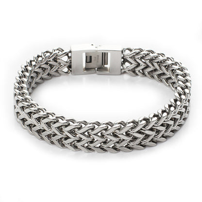 Stainless Steel Double Row Front And Back Bracelet