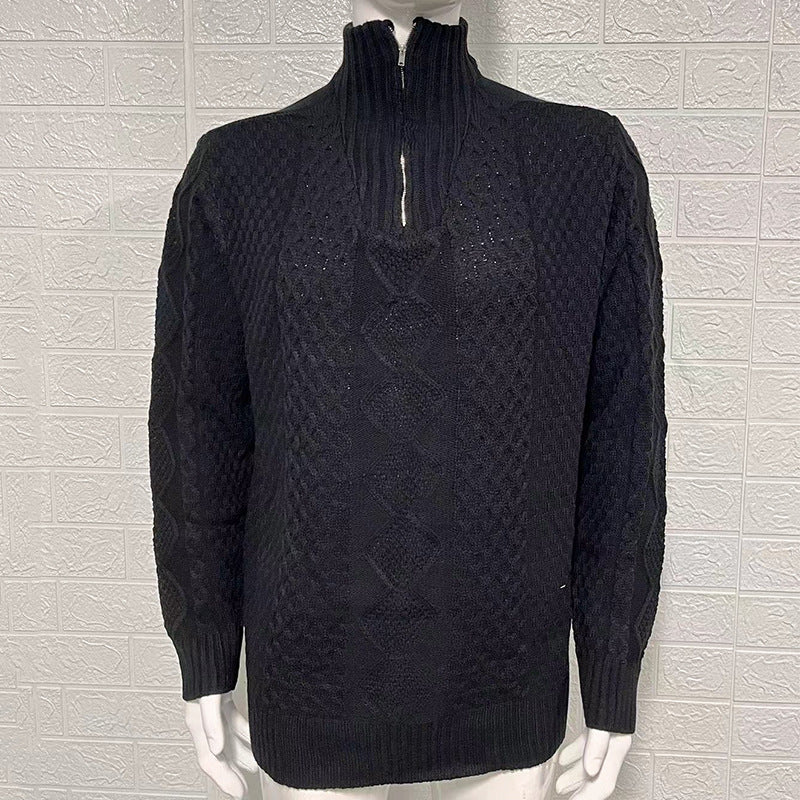 Knitted Sweater Zipper Turtleneck Long Sleeve