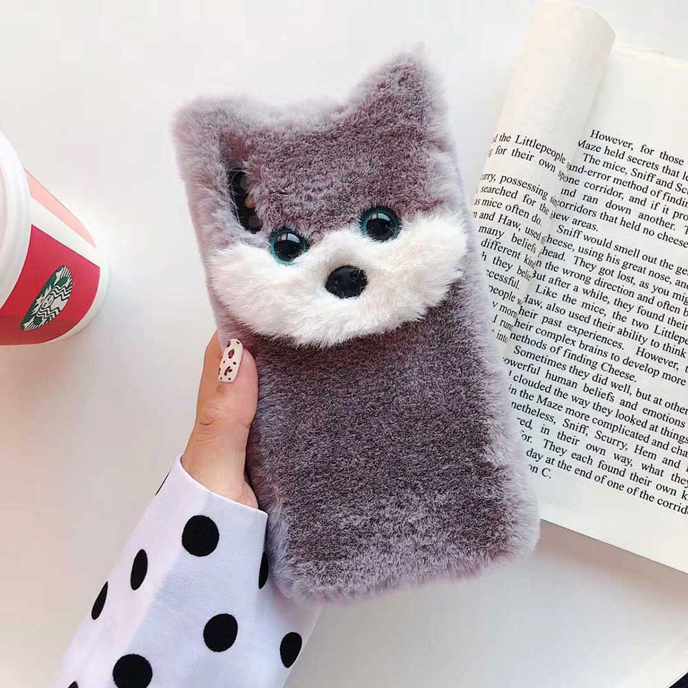 Plush dog phone case soft case