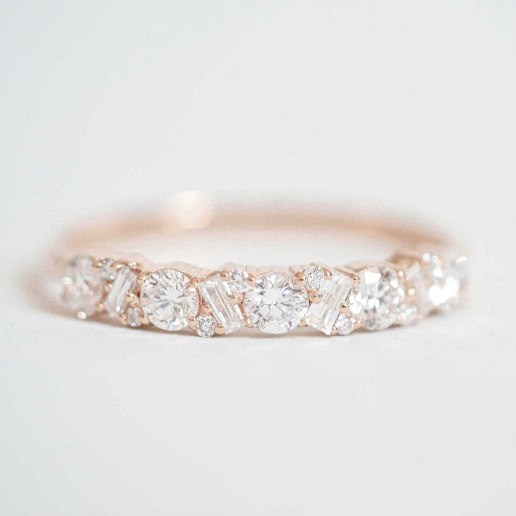 White Zirconium S925 Silver Row Diamond Ring