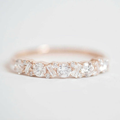 White Zirconium S925 Silver Row Diamond Ring