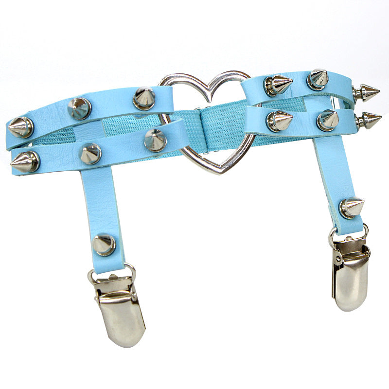 Harajuku Punk Love Heart-shaped Leather Handmade Rivet Punk Hip Hop Leg Ring Ankle Ring Garter