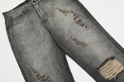 High Street Fashion Brand Retro Washed Smoky Gray Slightly Flared Jeans