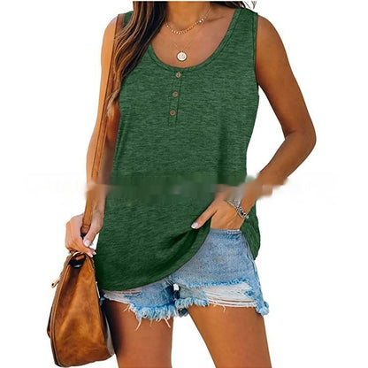 Women's Sleeveless T-shirt Knitted Vest Breasted