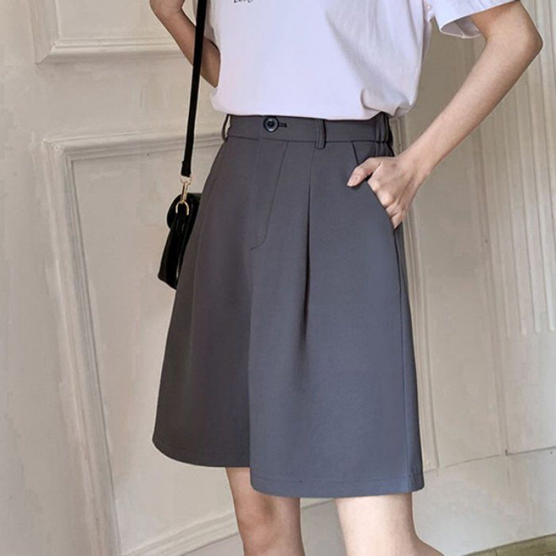 Women's Outer Wear High Waist Slimming Loose Wide Leg Word Straight Cargo Handsome Shorts