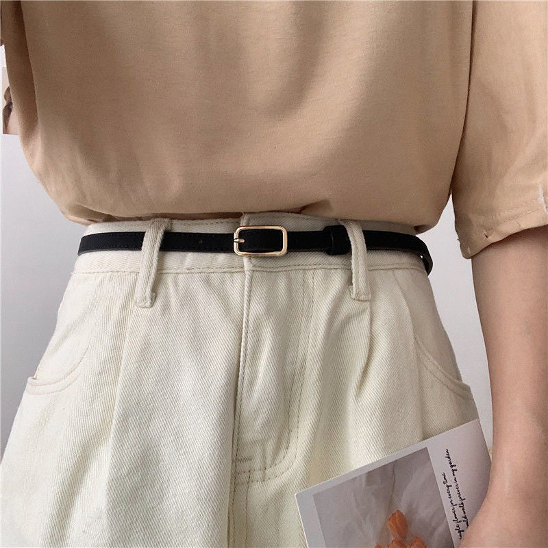 Retro Small Belt Female Black Simple Thin