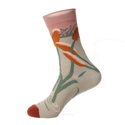 Renaissance Men And Women Mid-calf Spring And Autumn Cotton Sock