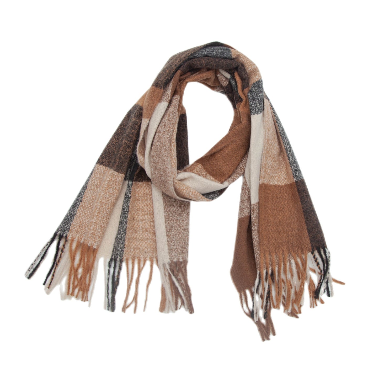 Plaid Scarf Thickened Fringe Bib Rainbow Scarf Shawl