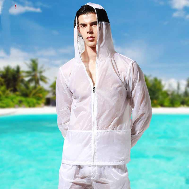 Men's Ultra-thin Sun Protection Clothing Sexy And Breathable Casual Solid Color Beachwear