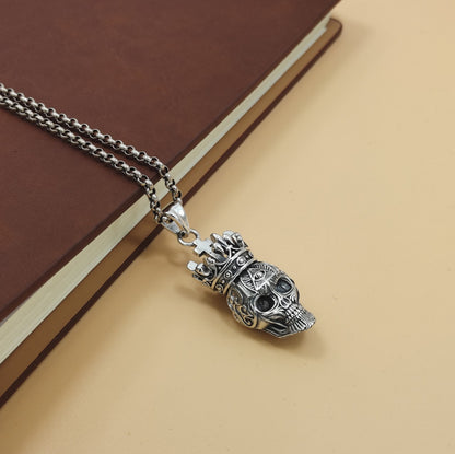 Sterling Silver S925 Crown Skull Pendant Cold Style