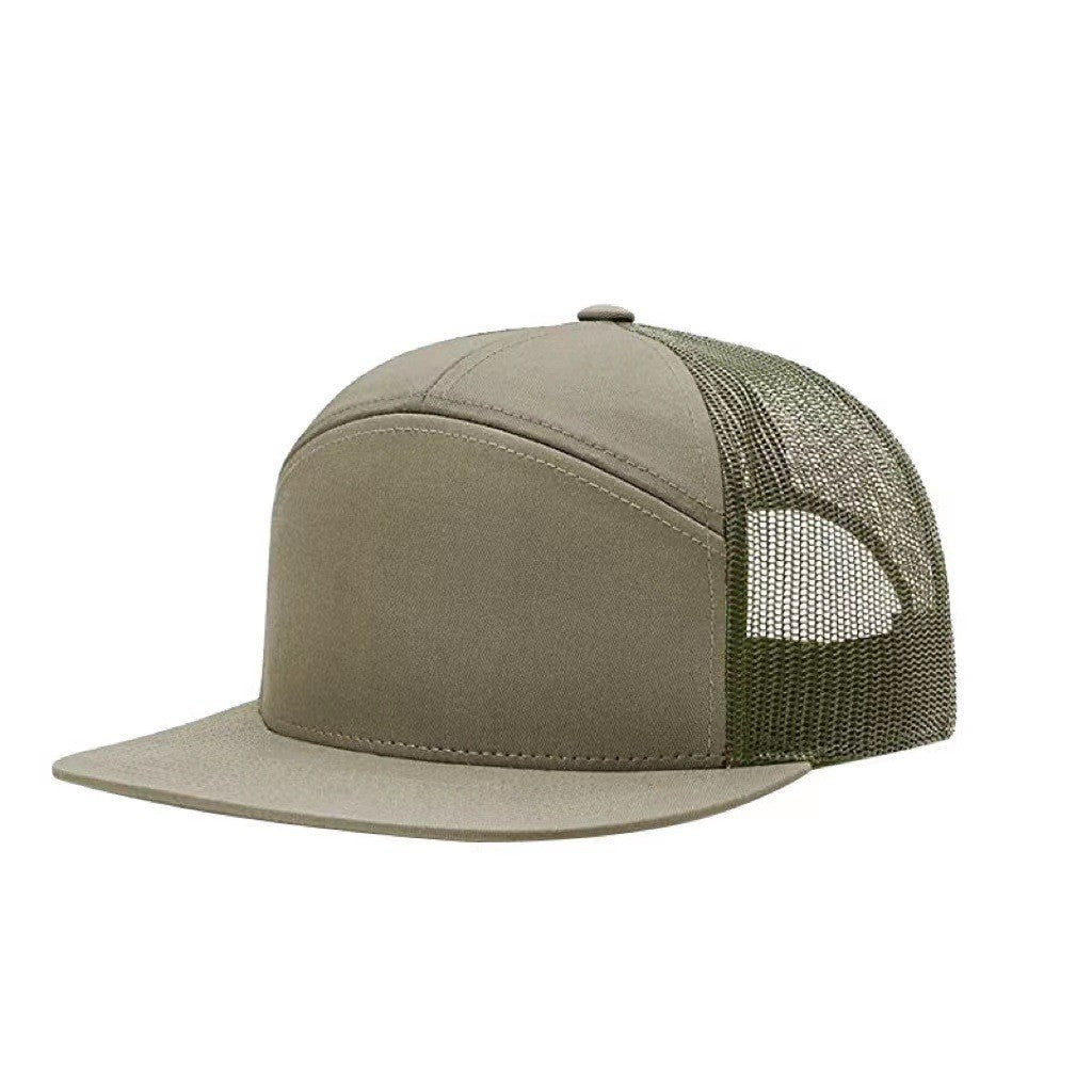 Flat Brim Baseball Cap Seven Pieces Mesh Cap Breathable Sun-proof