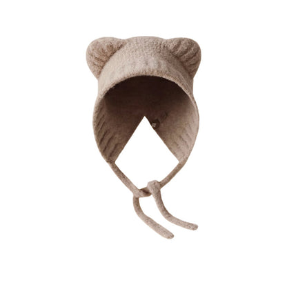 Lace-up Knitted Bear With Ears Wild Warm Hat Cartoon Cute Sweet Woolen Cap