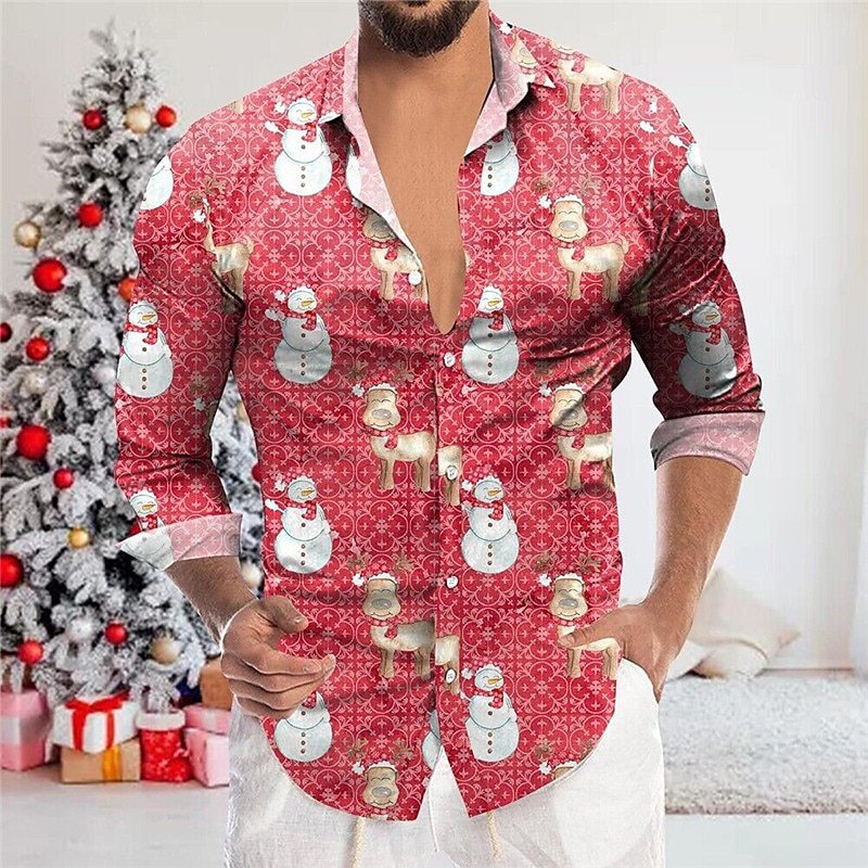 3D Digital Printing Christmas Tree Shirt Lapel