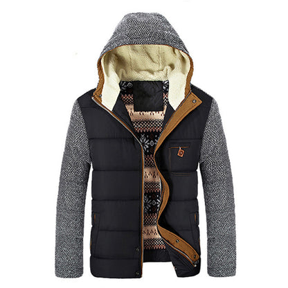 Solid Color Casual Thickening Youth Side Seam Sidekick Regular Detachable Hat Zipper Blue  Cotton-padded Jacket