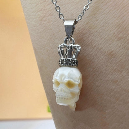 Pearl Crown Pendant Skull Pearl Necklace Ghost Head Halloween Ornaments