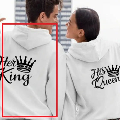 King Queen Printed European And American Plus Velvet Hooded Sweater