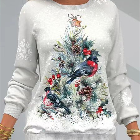 Printed Crew Neck Sweatshirt Leisure Loose All-matching Top