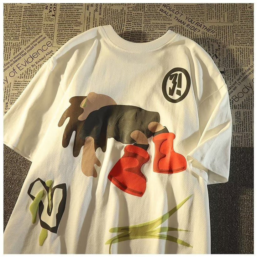 Cartoon Printed T-shirt Top For Men